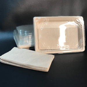 Sushi Tray (sugarcane fibre) with PLA lid plus 2 napkins (FSC certified) (5)